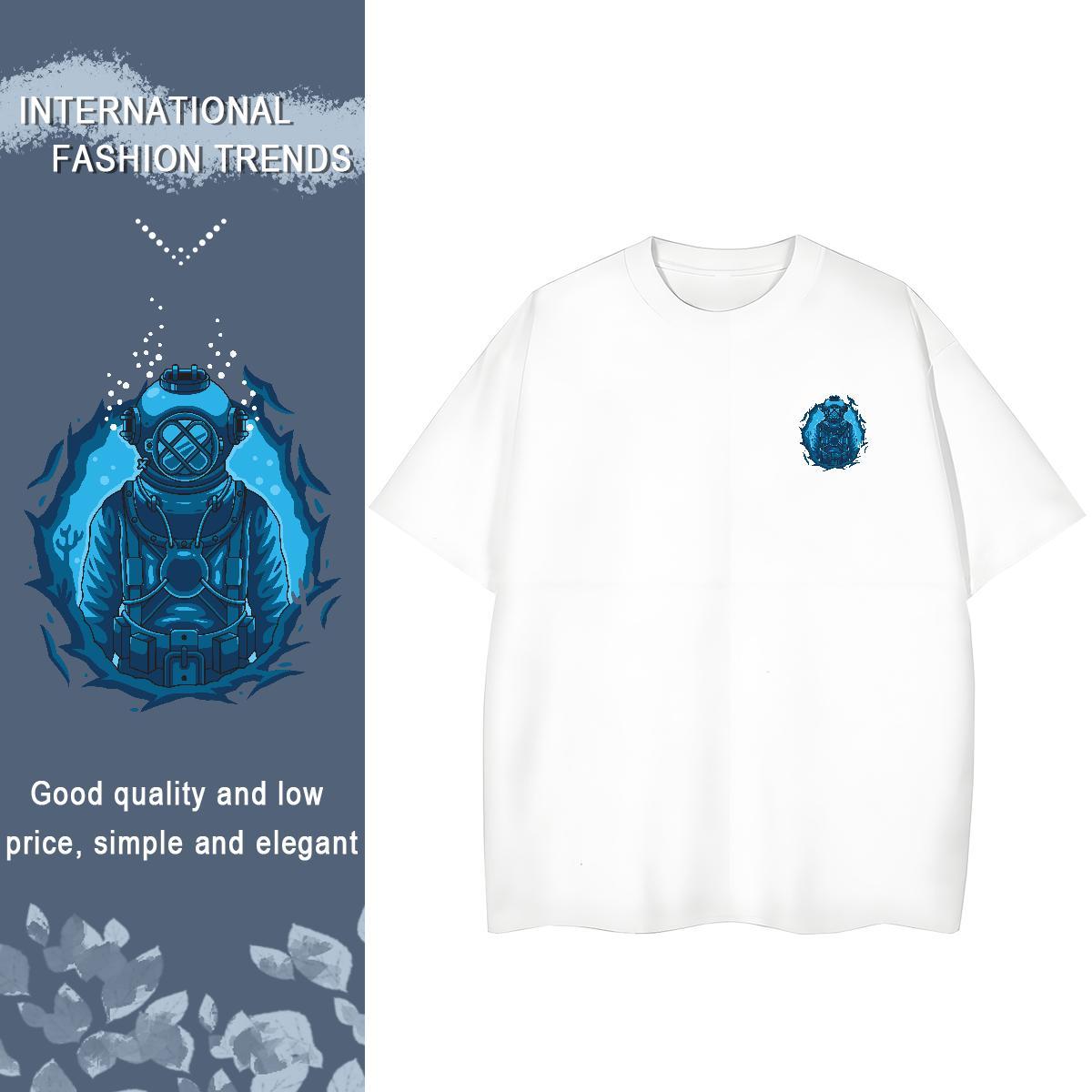 T-Shirts 230g Pure Cotton outer space Casual Daily Wear Breathable Short Sleeve Custom Big Size Men Tshirts 2024 Designer Loose Fit Tees