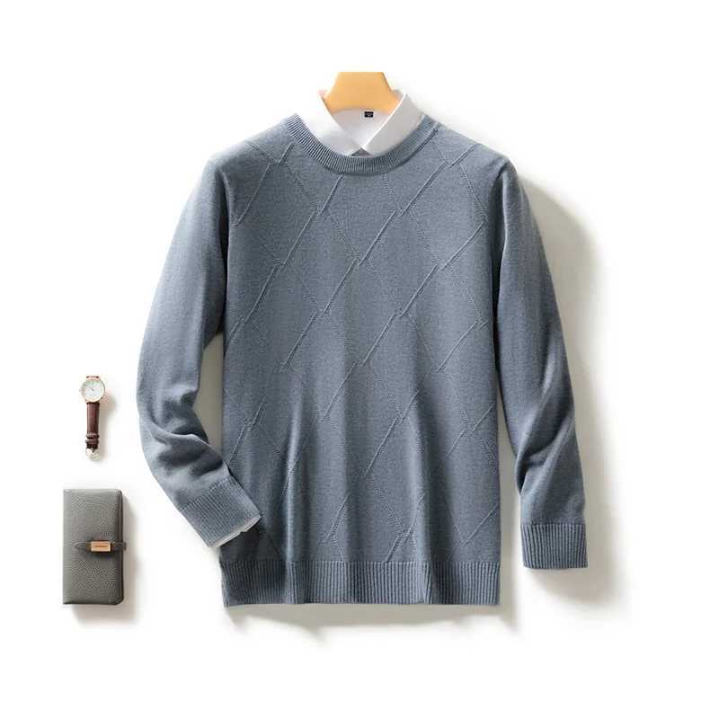 Mens O-neck thin loose young shaped sweater long sLeeved plus size wool sweater jacket S-3XL for autumn and winter 2024W240729