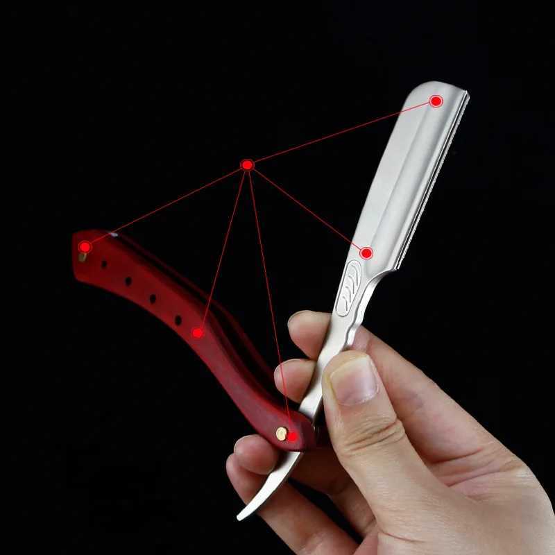 Professional Straight Edge Razor Mens Shaver Manual Barber Razor Zinc Alloy Wood Handle Razor Holder Beard Hair Removal ToolsM240814