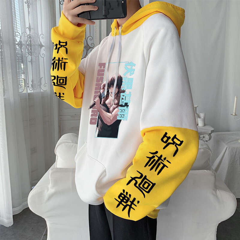 Kaisen Jujutsu Fushiguro Toji Japanese Anime Hoodies Men Autumn Winter Streetwear Casual Plus Size Unisex Patchwork Sweatshirts