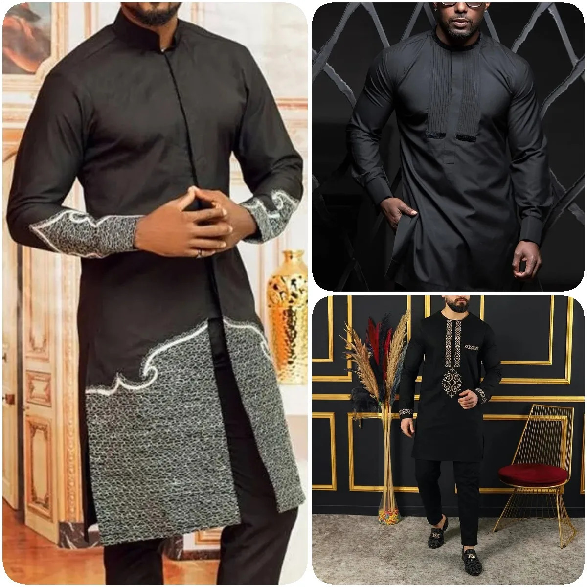 2024 Mens Sets Two-piece Long Sleeve Embroidered Mens Shirts And Pants Party Wedding Banquet Set African Mens Suit Clothing 240813