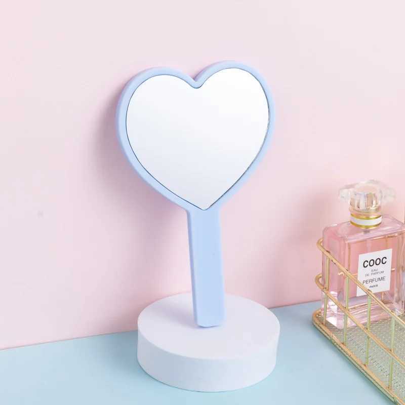 Heart shaped handheld makeup mirror portable makeup mirror with handle cute small mirror portable beauty mirror beauty tool W240813