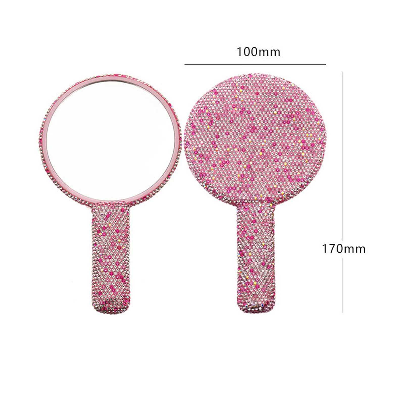 Diamond Heart Makeup Mirror Portable Eyelash Extension Handheld Makeup Mirror Stick Compact Makeup Mirror with Handle W240813