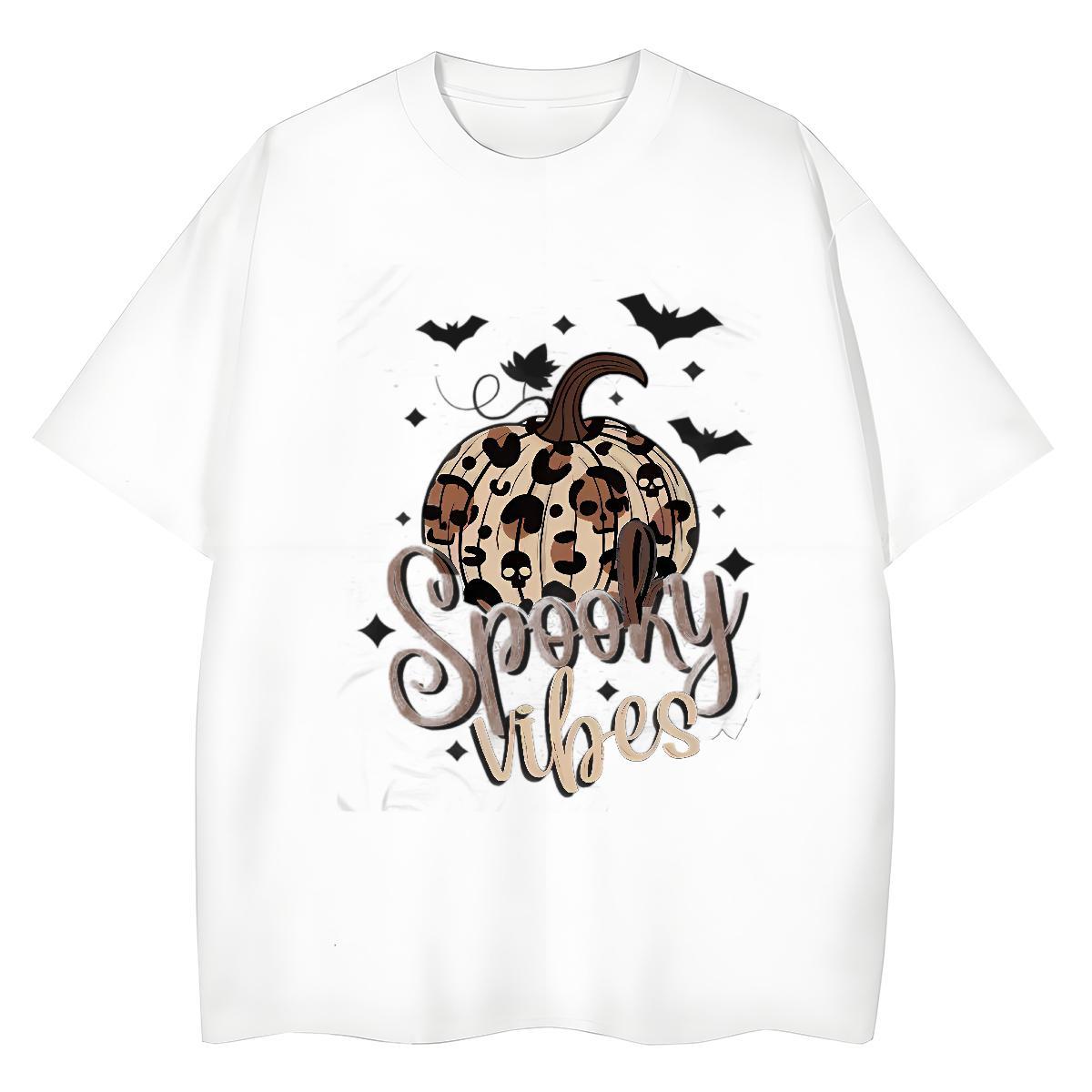 Loose Fit T-Shirts pumpkin Crew Neck High Street Hip Hop Floral Print 230g Pure Cotton Men Tshirts DIY Clothes