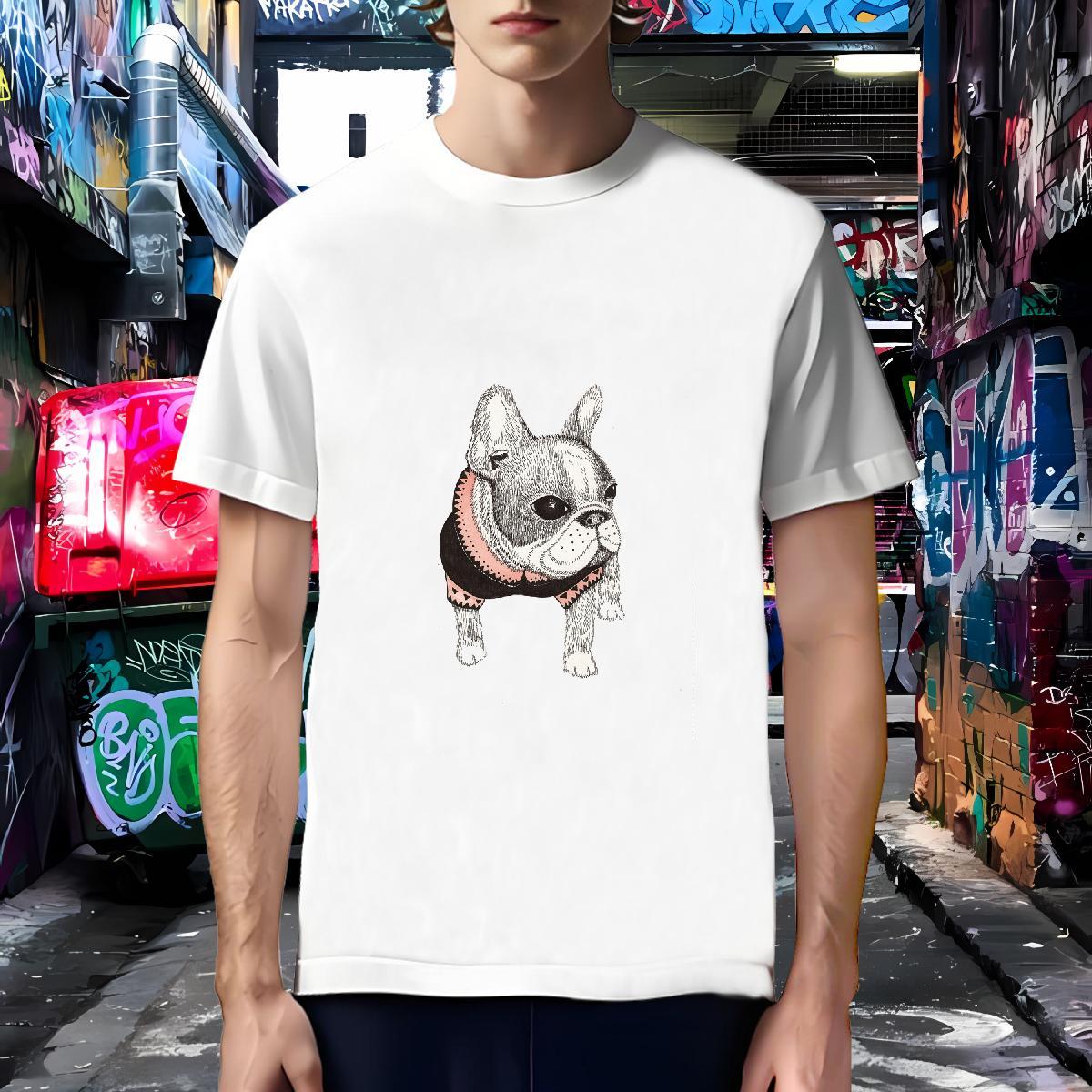 Loose Fit Mens T Shirts Dog Breathable Short Sleeve Anime Printing Street DIY Anime 230g Pure Cotton Men Tops Tees Fashion New Wear