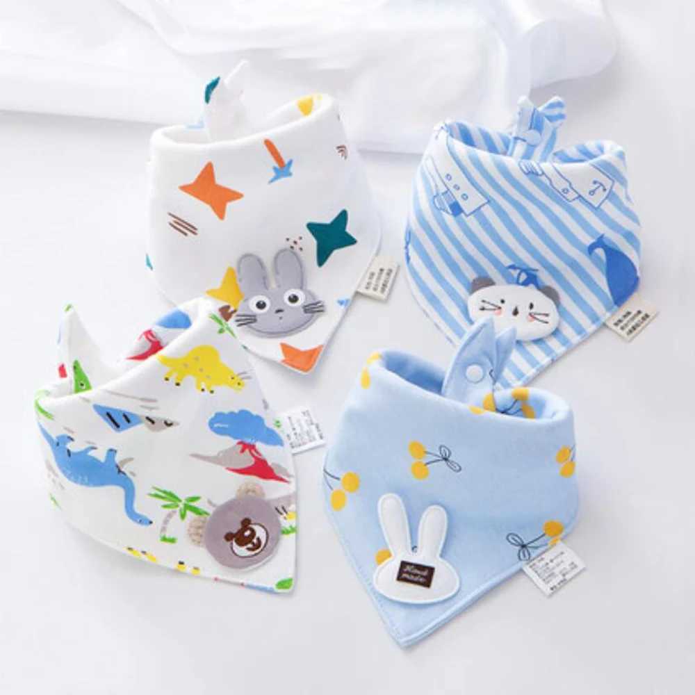 Bibs Burp Cloths 4Pcs/Lot Baby Bandana Drool Bibs 100% Cotton Bibs for Boys Girls Super Soft Absorbent Feeding Bibs Newborn ItemsL4812