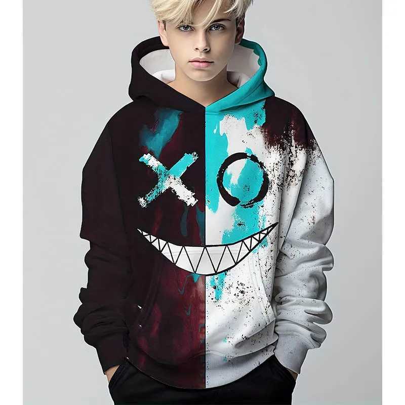Funny Smiling 3D Print Hoodies Boys Pullover Long Sleeve Hoodies Boy Sweatshirt For Children Spring Fall Kids Hoodie Top OutdoorY240814