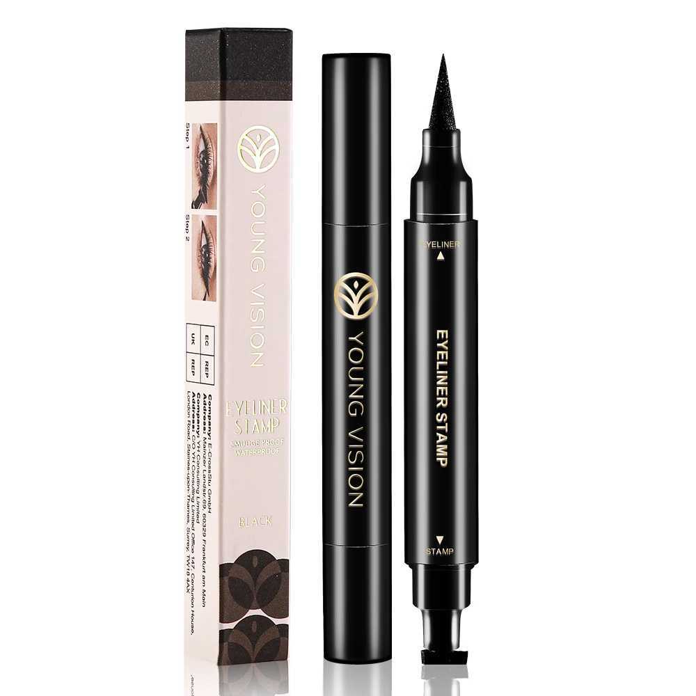 YOUNG VISION Black double head Waterproof Fast Dry Durable Eyeliner Pen non fading triangle eyeliner pen Y240813