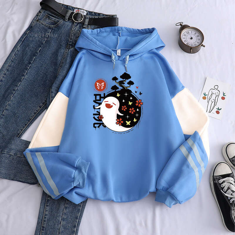 Anime Aesthetic Game Genshin Hoodies Women Funny Smiling Hu Tao Kawaii Manga Streetwear Winter Warm Plus Size Hooded Sweatshirts