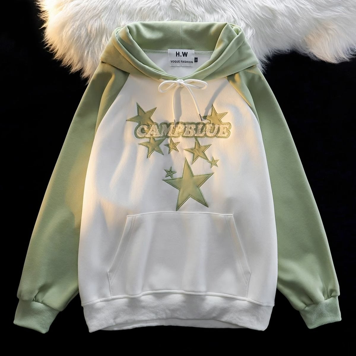 Huamian imitation cotton composite milk silk 280g # hooded sweatshirt oversized loose hanging feeling lazy long sleeved