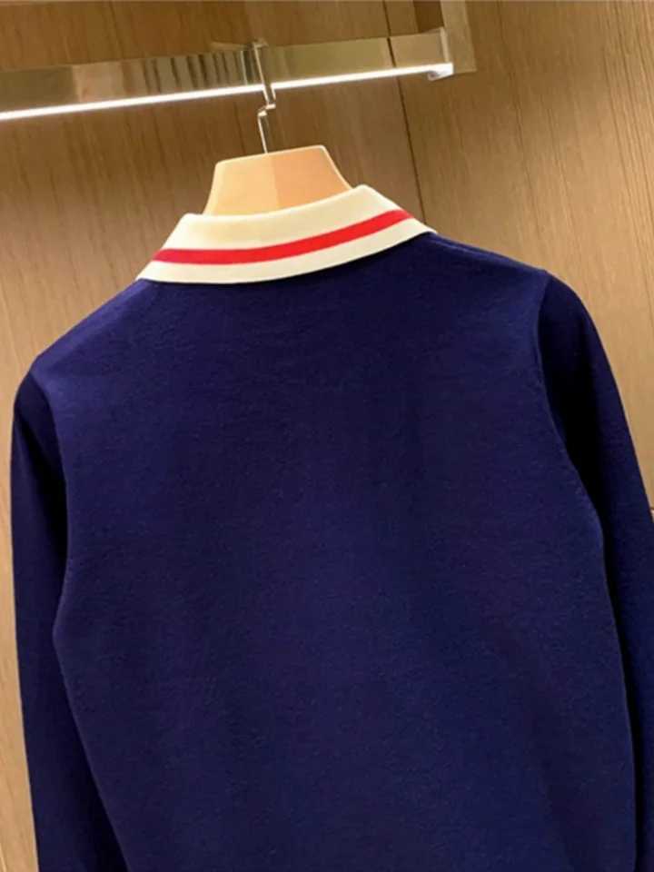 British style mens lapel sweater top patch work long sleeved knitting pull-out jumper autumn new business casual knittingW240729