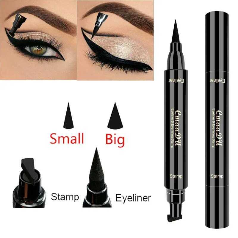 1pcs Big Double-headed seal eyeliner Waterproof and quick-drying black liquid eyeliner small lash glue pen Eye makeup cosmetic Y240813