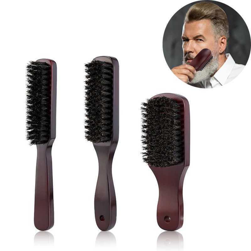 Wooden handle brush cleaning brush mens beard brush anti-static hair stylist hair comb shaving tool W240813
