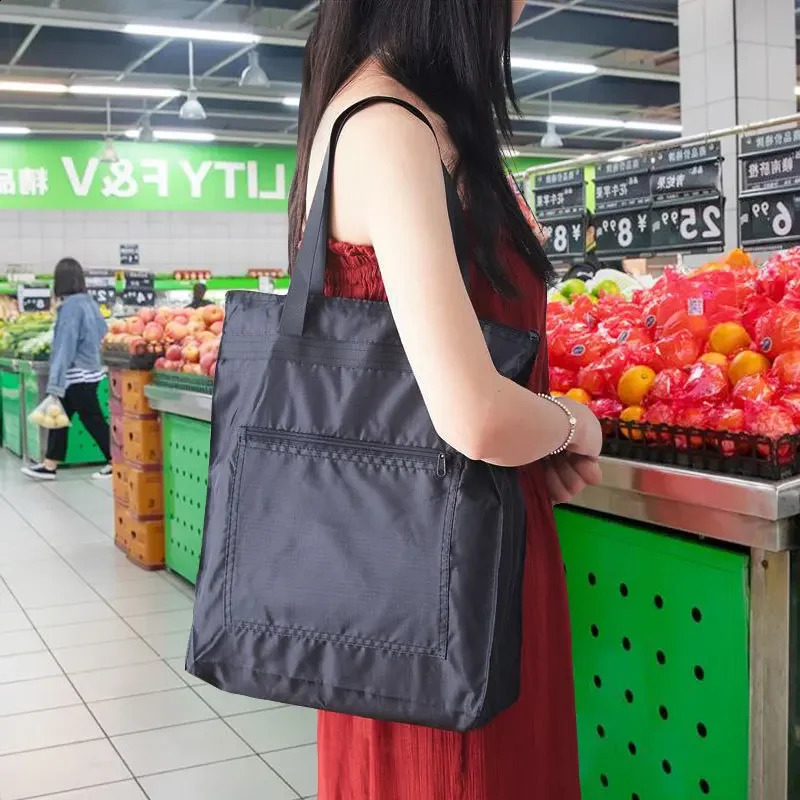Large Capacity Waterproof Oxford Cloth Reusable Foldable Shopping Bag Tote Shoulder Washable Shopper Storage Handbag 240813