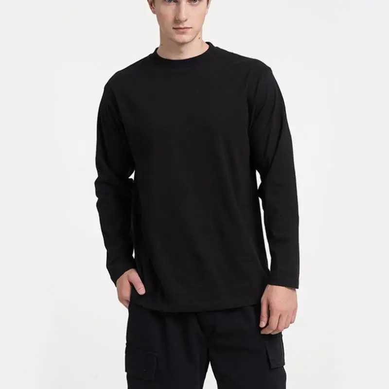 S-5XL Oversize Japan Style 100% Cotton Long Sleeve Loose T Shirt Men And Women White Black Bottomed Tops Casual Pullover JumperM240814