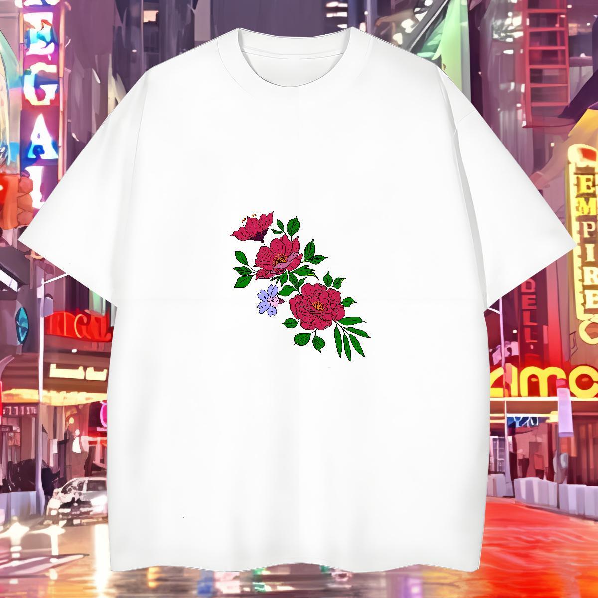 T Shirts Men 100% Cotton 230g painting Daily Outfit Breathable Short Sleeve Skull Men Tees Casual New Unisex Tops Shirt