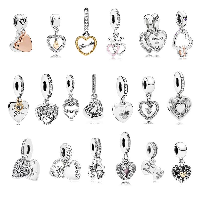 925 Sterling Silver Friends Heart Full Of Hearts Dangle Charms S925 Snake Bracelet Pendant Beads For Jewelry Making Free Shipping