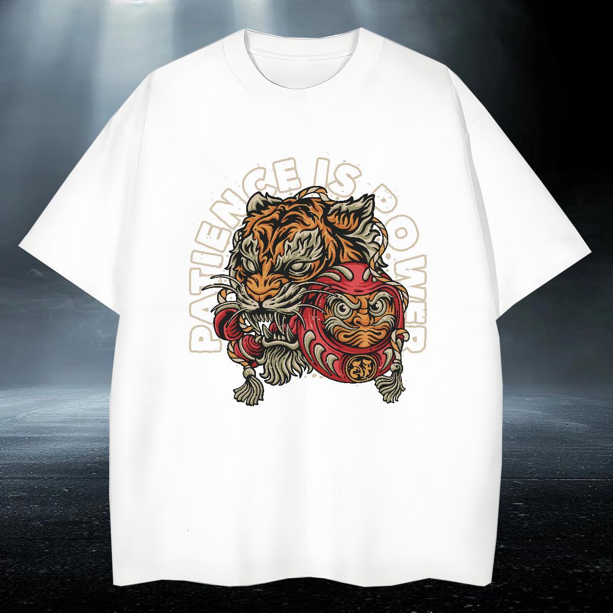 Popular Men Tops Tees Sport 230g 100% Cotton Custom Big Size Breathable Crew Neck tiger T-Shirts Free Shipping Tees Shirts