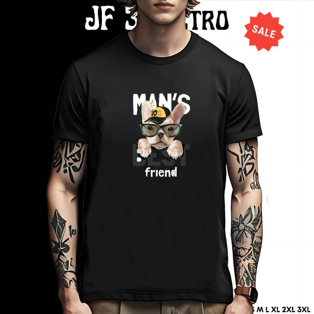 Comfortable T-Shirts for Men dog Breathable Short Sleeve Daily Outfit Black Oversized 230g Pure Cotton Tshirts Factory Direct Top Tees