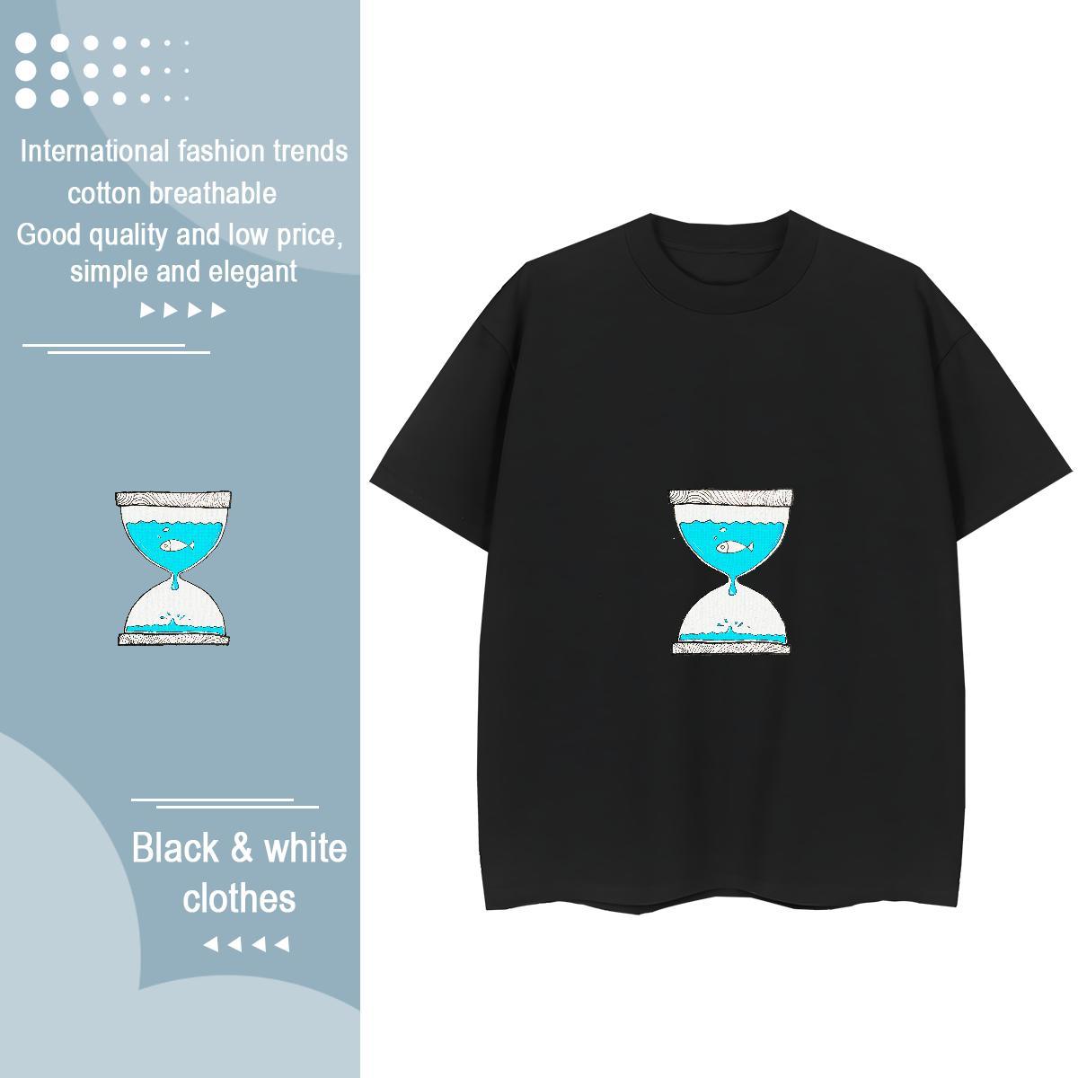 Brand Men T Shirts fish Breathable Soft Hip Hop Anime 230g Pure Cotton Tshirts Designer Fashion Tops Shirt