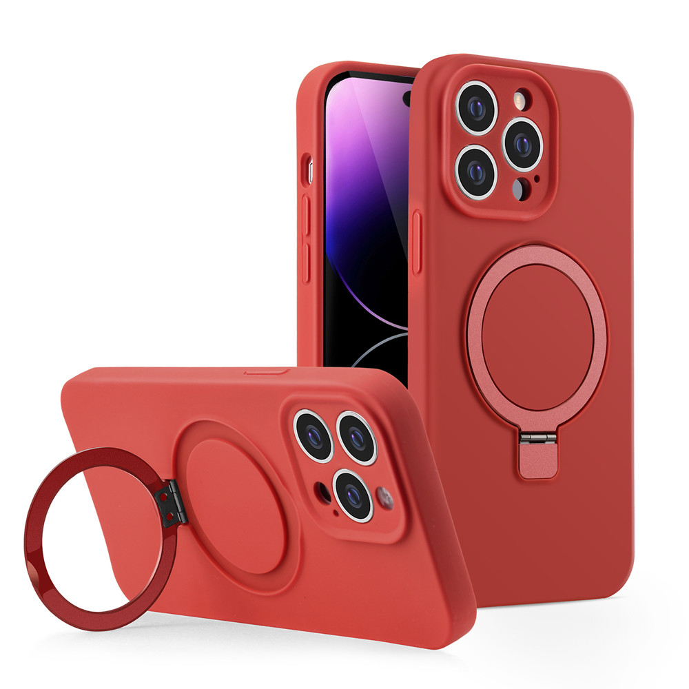 Liquid Silicone Wireless Charging MagSafe iPhone Case for iPhone 14 15 Pro Max 13Pro 15 Plus 11 12 Stand holder Cover