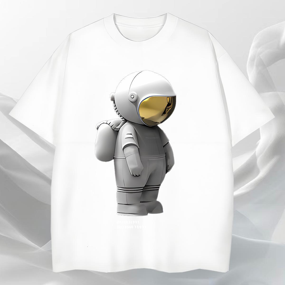 Brand Tshirts Street wear Hip Hop 230g 100% Cotton Oversized Crew Neck spaceman T-Shirts Fashion Tees Shirts