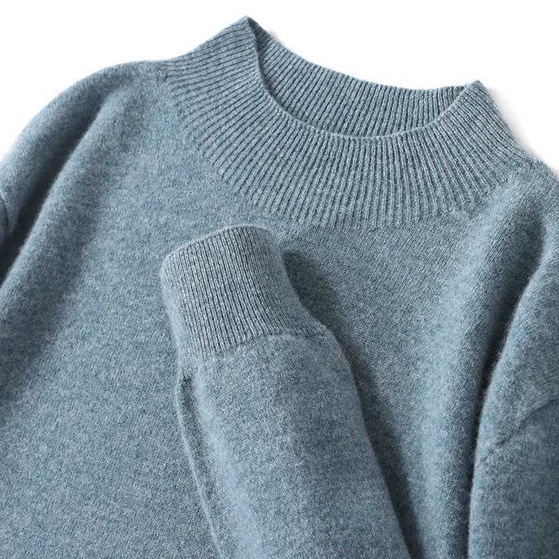S-XXXL mens knitted semi high neck sweater casual and comfortable mens sleeping traction sweater hot selling pure woolW240729