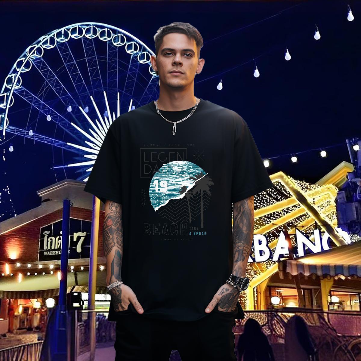 T-Shirts for Men 100% Cotton 230g tree Casual Daily Wear Breathable Short Sleeve DIY Logo Oversized Tshirts Fashion Casual TOP Quality Clothings