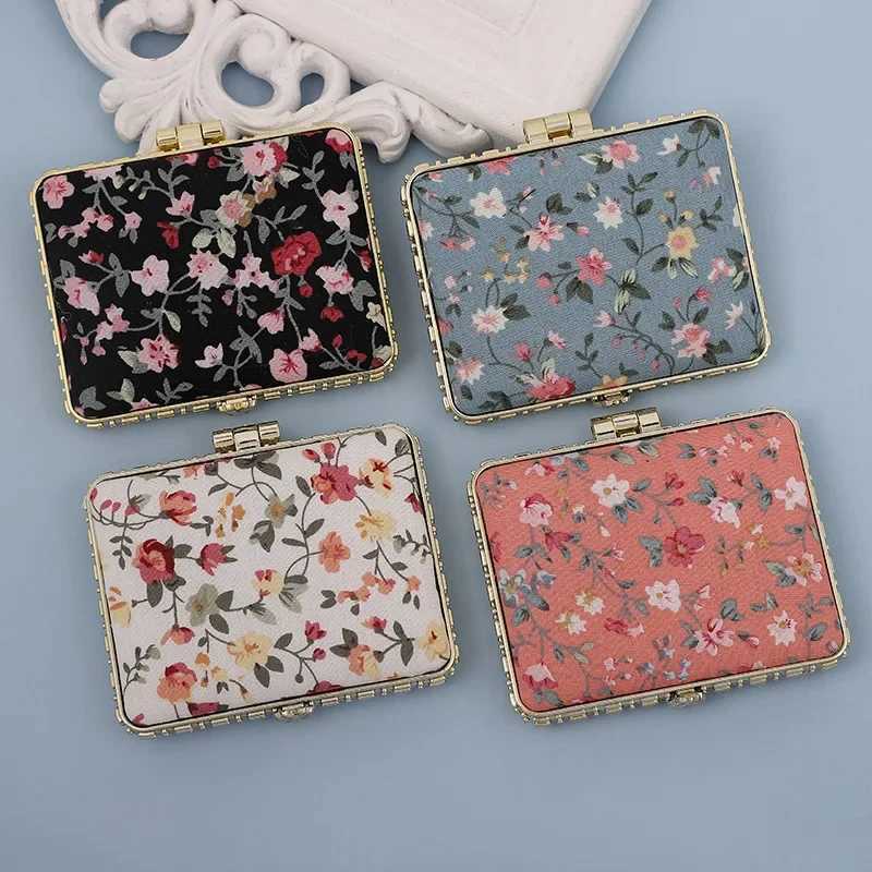 1 Mini Makeup Compact Pocket Flower Mirror Portable Double sided Folding Makeup Mirror Womens Retro Makeup Mirror Gift W240813