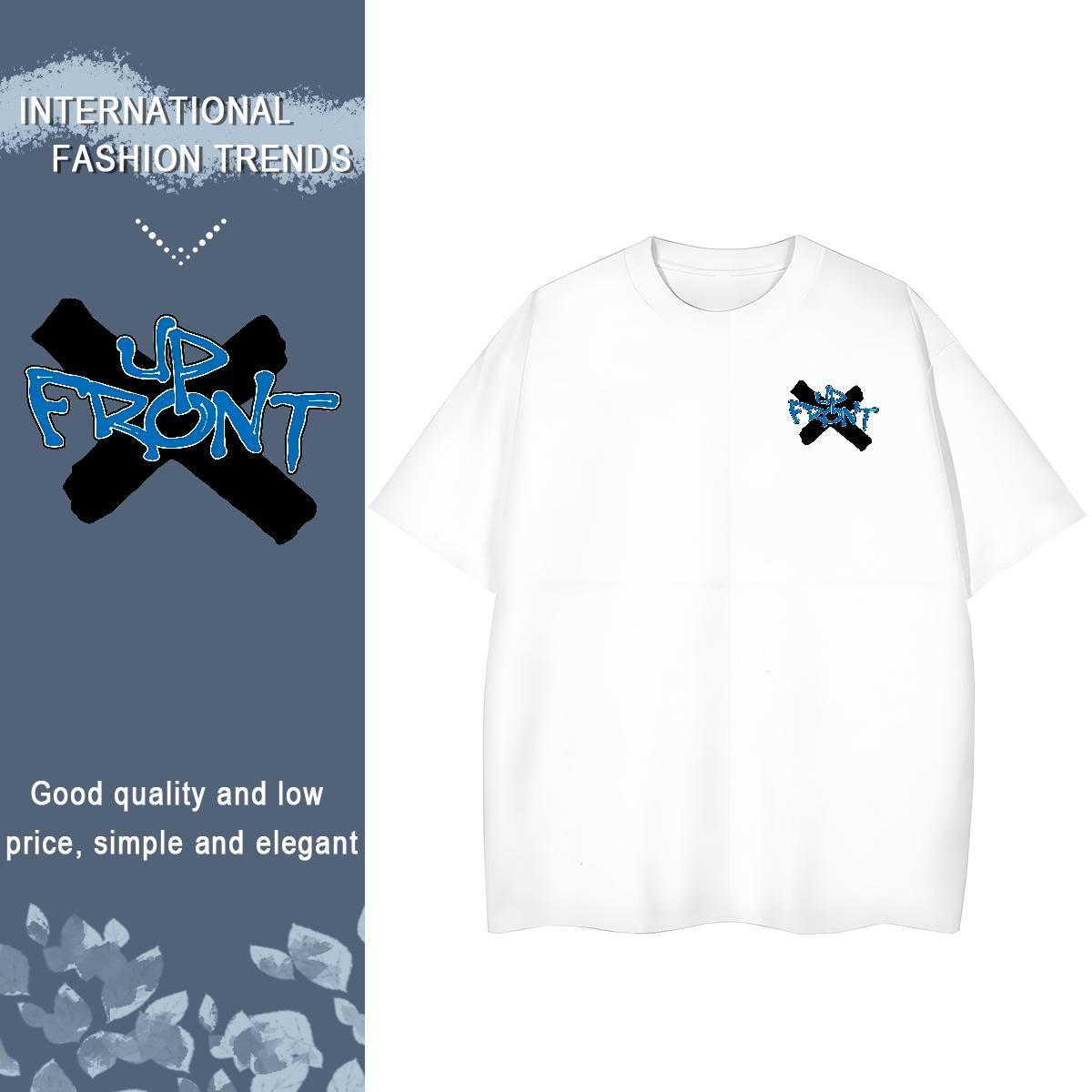 Loose Fit blue T shirt Anime Printing Street Tshirt for Man Woman 230g 100% Cotton Brand Breathable Soft Customized Clothings