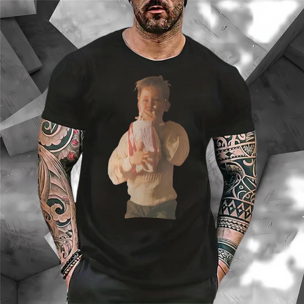 T Shirts Men 100% Cotton 230g portrait Spring Summer Breathable Cartoon Printing L-4XL Couples T Shirts Brand Popular Tees