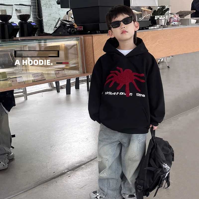Children Boys Autumn Hoodies Cotton 3D Spider Printed Long Sleeve Baby Boys Sweatshirt Loose Handsome Toddler Teen Boys PulloverY240814