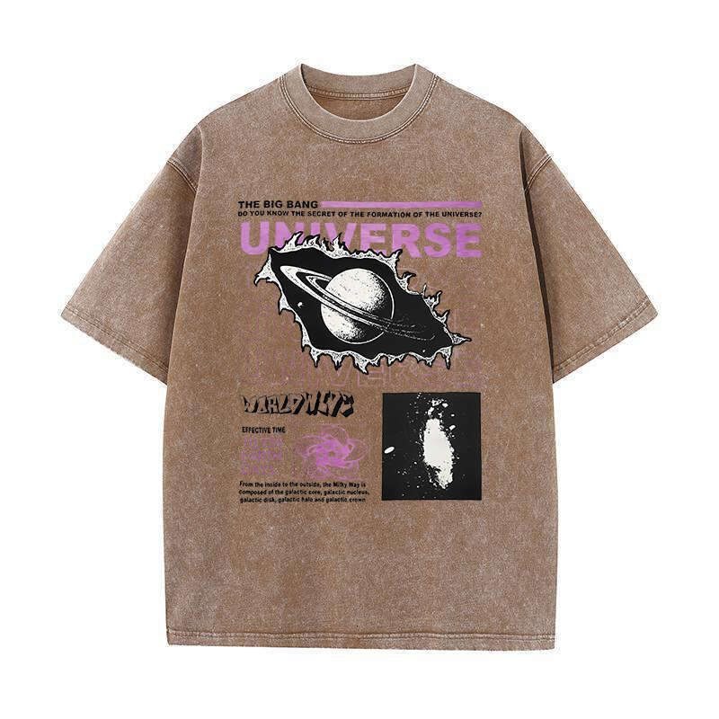 Women's Men's Universe and Planet Printed T-shirts American Style Haruku T Shirts Comfortable Pure Cotton Washed Tees Tops ees ops