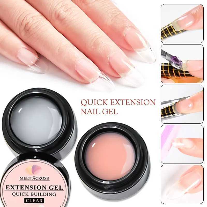 MEET ACROSS 8ml Quick Extension Gel Nail Polish Nude Milk White Clear Semi Permanent Nail Art UV LED Gel Varnish For ManicureM240814