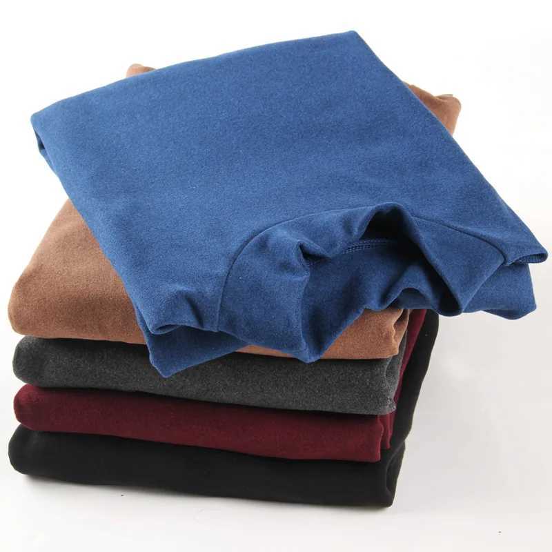 Winter Warm Half High Collar Fashion Thermal Underwear Men Mock Neck Basic Plain T-shirt Blouse Pullover Long Sleeve Top FashionM240814