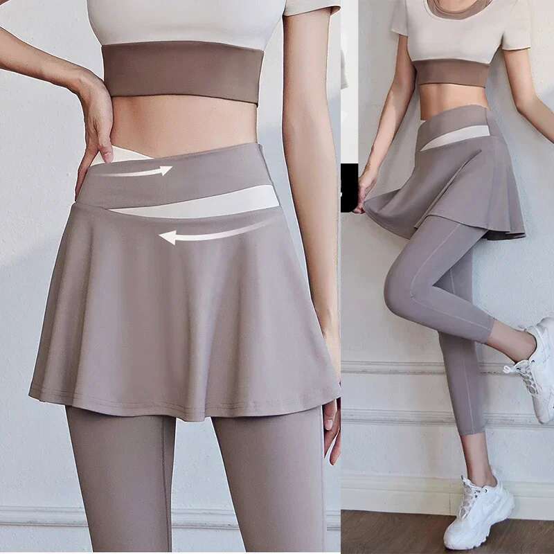 Aiithuug Skorts Cross-waist Skirted Yoga Legging with Skirts Leggings Soft Stretchy Tennis Dresses Running s