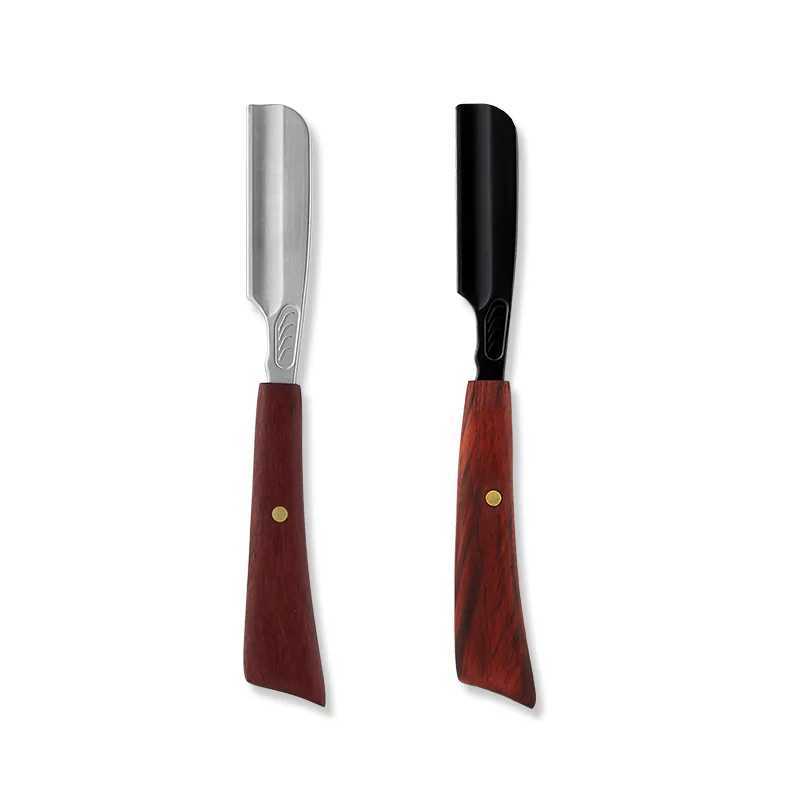 Classic Beard Shaving Straight Manual Razor Replaceable Metal Blade Wood Handle Hair Cutting Razor Holder For BeautyM240814