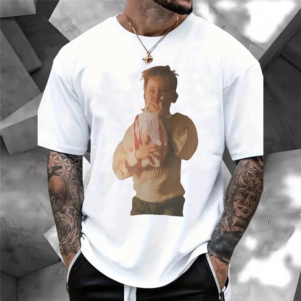 T Shirts Men 100% Cotton 230g portrait Spring Summer Breathable Cartoon Printing L-4XL Couples T Shirts Brand Popular Tees