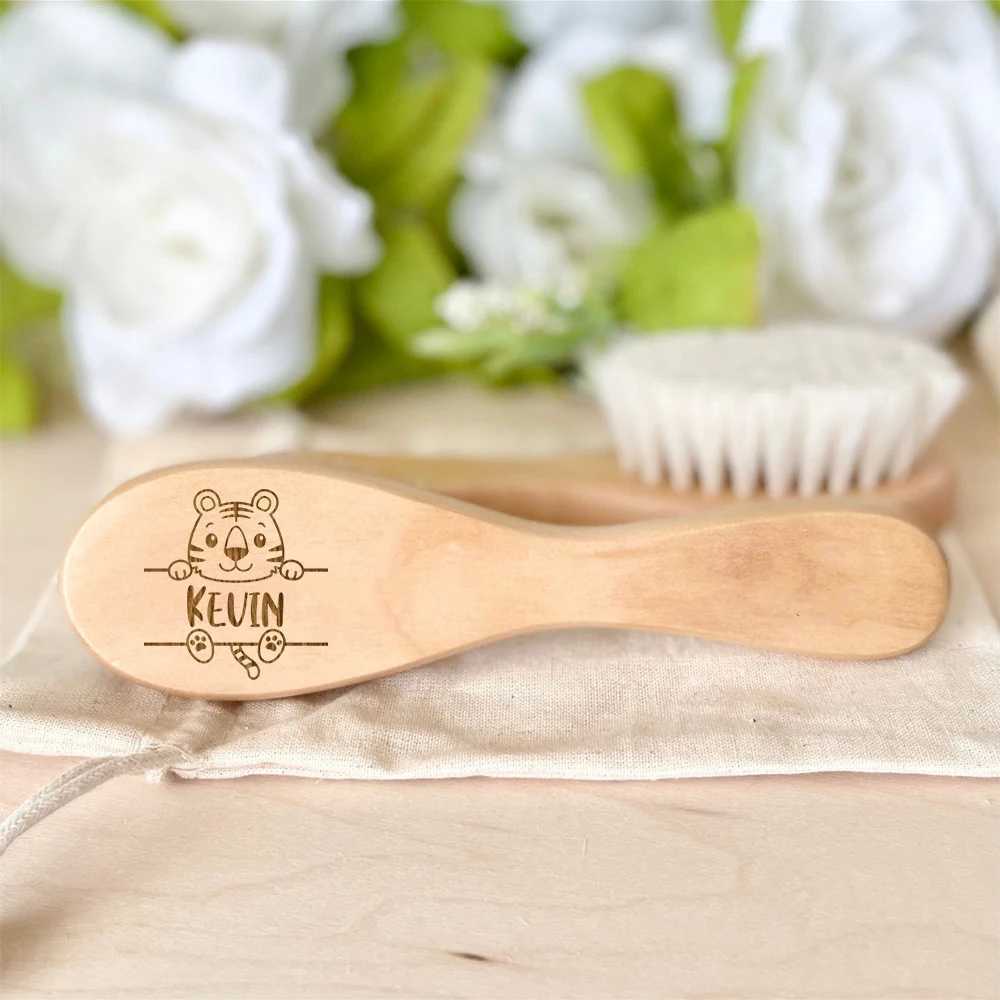 Personalized baby hair brush customized animal named wooden baby hair brush ideal for birth/baptism/birthday baby shower gift W240813