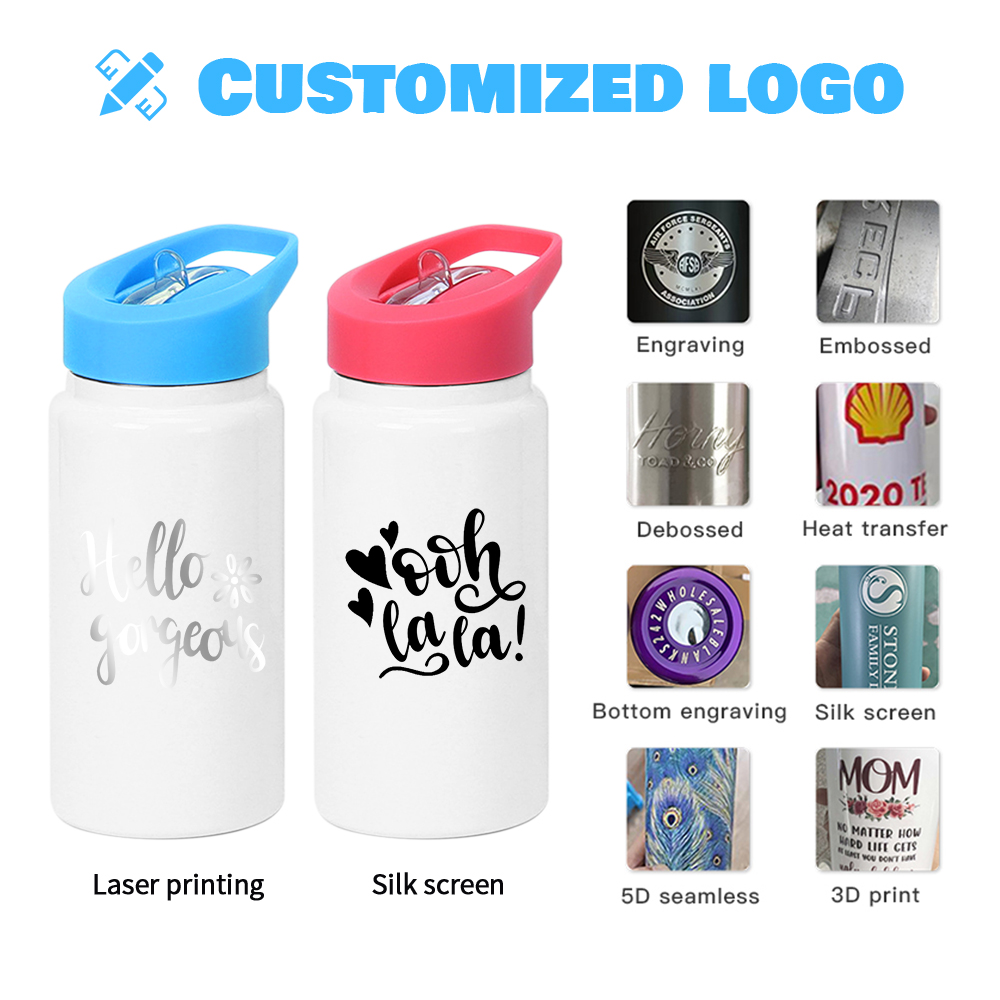 New Products!! 14oz Double Wall Stainless Steel Sublimation Vacuum Insulated Bottle With Colorful Straw Lids 420ml Sport Water Bottles
