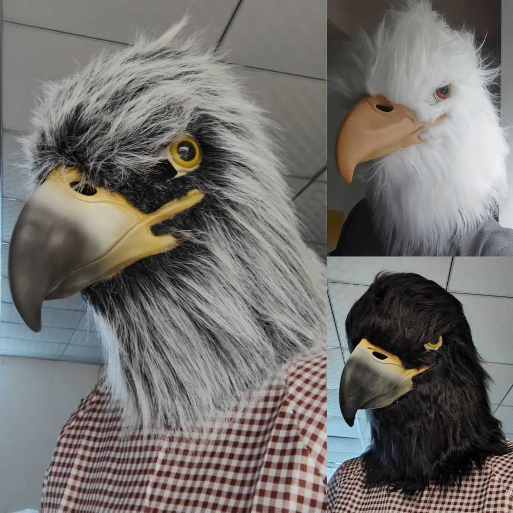 Novelty Bird Latex Masks Eagle Mask Closed Mouth Eagle Head Cover Halloween Party Animal Dress up Cosplay Hawk Headgear Props Y240813