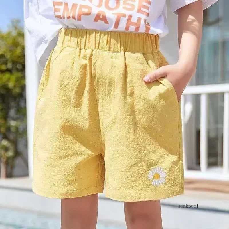 Childrens Pnats 2024 Summer New Girls Shorts Baby Thin Flower Shorts Trouser Childrens Korean Casual Clothing 2-12 Years W240813
