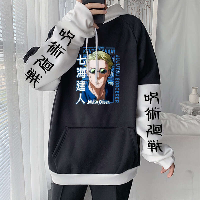 Jujutsu Anime Kaisen Cool Kento Nanami Cartoon Print Men Hoodies Long Sleeve Haruku Autumn Winter Plus Size Hooded Sweatshirts