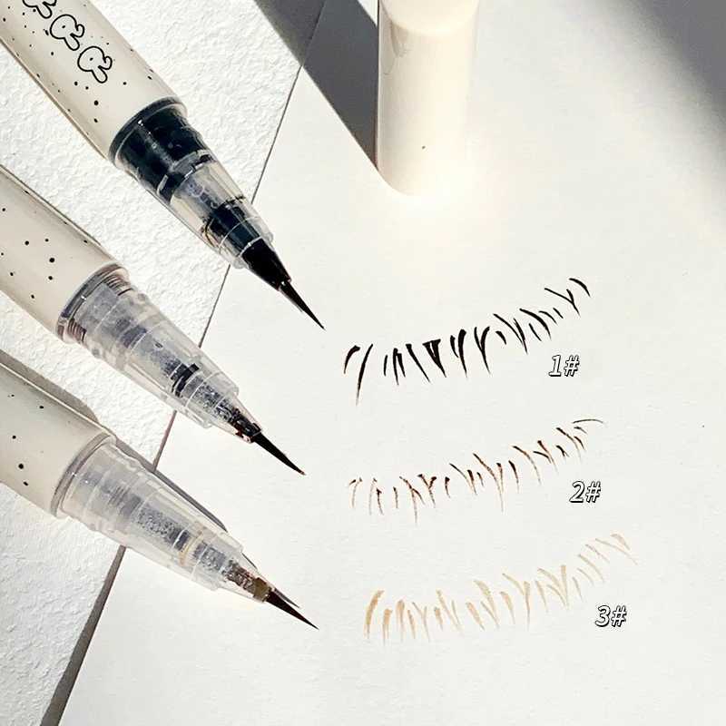 3 Colors Ultra Thin Silky Matte Liquid Eyeliner Pencil Waterproof Brighten Tea Brown Lying Silkworm Black Eyeliner Eye Makeup Y240813