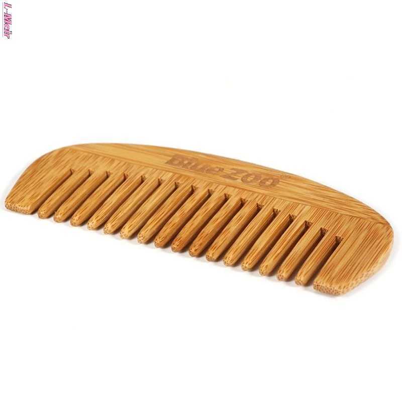 12cm long mini portable natural bamboo and wood hair comb curled crescent shaped anti-static health comb styling tool W240813