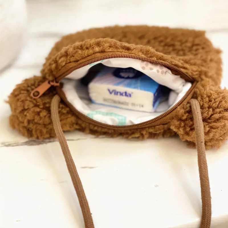 2024 New Childrens Messenger Bag Girl Cartoon Bear Plush Shoulder Bag Childrens Cute Rabbit Bag W240813