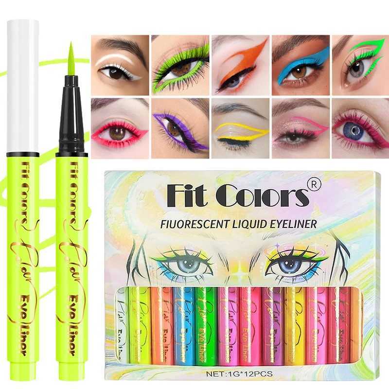 UV Fluorescent Eyeliner Pen Liquid Green Yellow Pink Orange Colorful UV Light Neon Eye Liner Face Body Paint Pen Festival Makeup Y240813