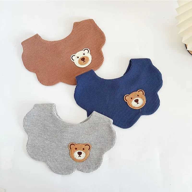 Bibs Burp Cloths Cute Baby Bib Lovely Cartoon Bear Newborn Baby Bib Lovely Cotton Waffle Salival Towel Bib for Toddler Boy Girl Baby AccessoriesL4812