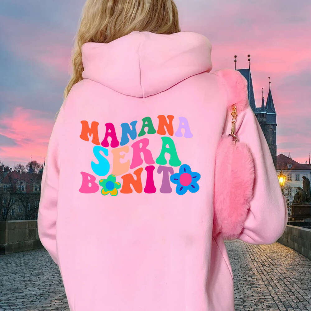 Sera Manana Bonito Letter Print Wpmen Hoodies Plus Size Sweatshirt Hip Hop Autumn Warm Female Pullover Korean Trend Sudaderas