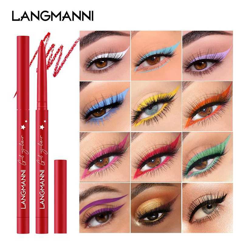 Langmanni 12 color eyeliner pencil set stain free matte eyeliner pencil set rotatable Y240813